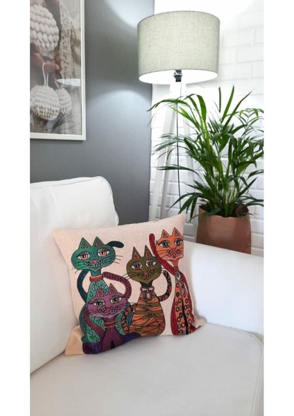 Goblen Kedi Kırlent Kılıfı modelleri