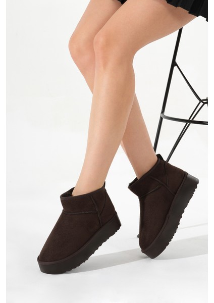 Kadın Kahve Kalın Poli Taban Içi Kürklü Süet Görünümlü Bot fiyatları