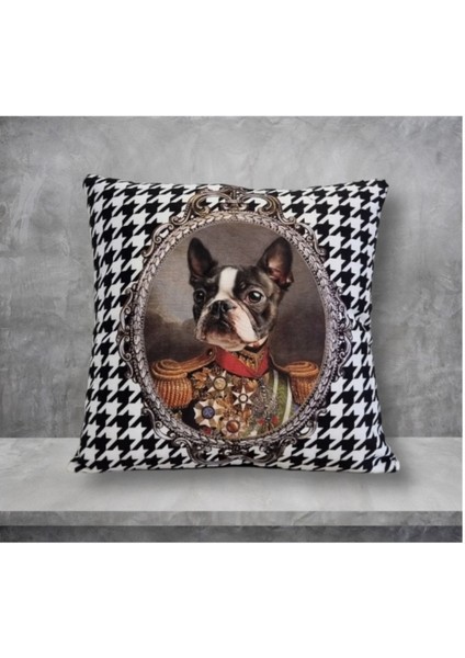 Kral Boston Terrier Köpek Kaz Ayağı Desen Kırlent Kılıfı fiyatları