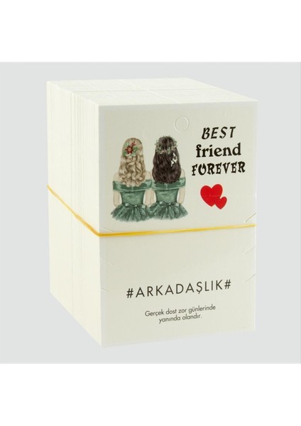 Resveq 3lü Arkadaşlık Bilekliği Yazılı Bileklik Kartı 200 Adet-Beyaz fiyatları