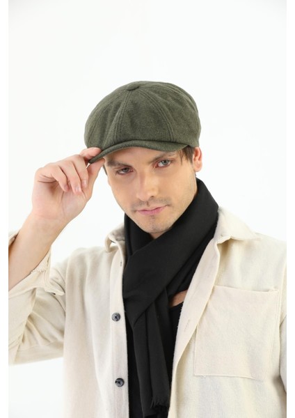 Erkek Haki Kasket Peaky Blinders Kaşe Kumaş Şapka Kasket modelleri