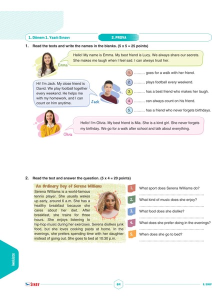 8. Sınıf Tüm Dersler 1. Dönem 1. Yazılı Kitabı