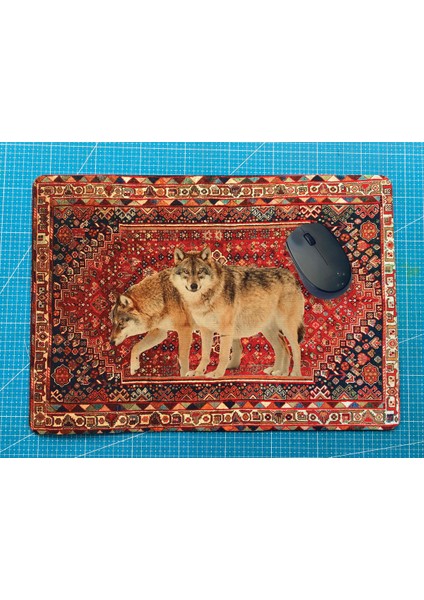 Kurtlu Halı Desen Baskılı Mousepad (28X40 Cm)