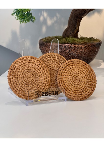 3 Adet 10X10 cm Rattan Mat