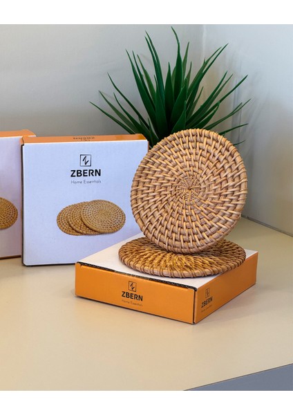 3 Adet 10X10 cm Rattan Mat modelleri