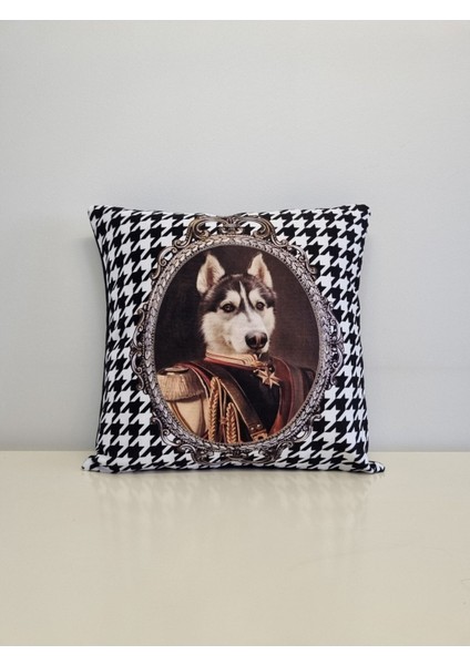 Alaska Prens Köpek Kaz Ayağı Desen Kırlent Kılıfı