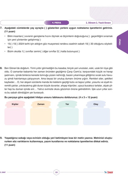 5. Sınıf Tüm Dersler 1. Dönem 1. Yazılı Kitabı indirimleri