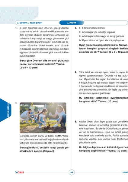 5. Sınıf Tüm Dersler 1. Dönem 1. Yazılı Kitabı