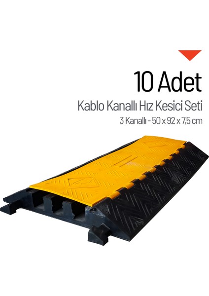 10'lu Kablo Kanallı Hız Kesici Seti 3 Kanallı, Yol Kasisi 96 x 50 x 7 cm indirimleri