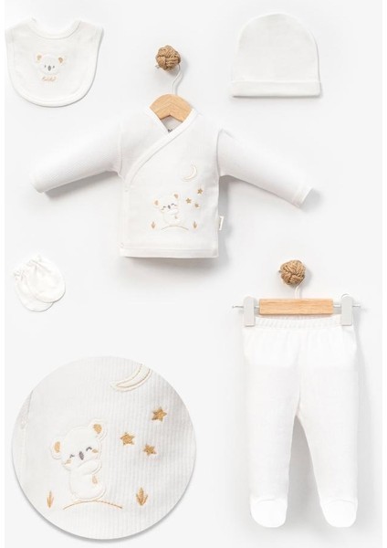 %100 Pamuk Sevimli Yavru Koala Desenli 5 Parça Yenidoğan Hastane Çıkışı Zıbın Seti BBTF.EKR.20231