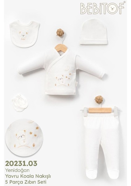 %100 Pamuk Sevimli Yavru Koala Desenli 5 Parça Yenidoğan Hastane Çıkışı Zıbın Seti BBTF.EKR.20231 modelleri