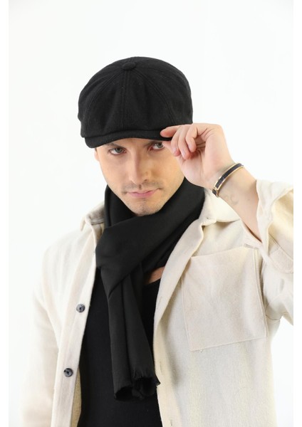 Erkek Siyah Kasket Peaky Blinders Kaşe Kumaş Şapka Kasket fırsatları