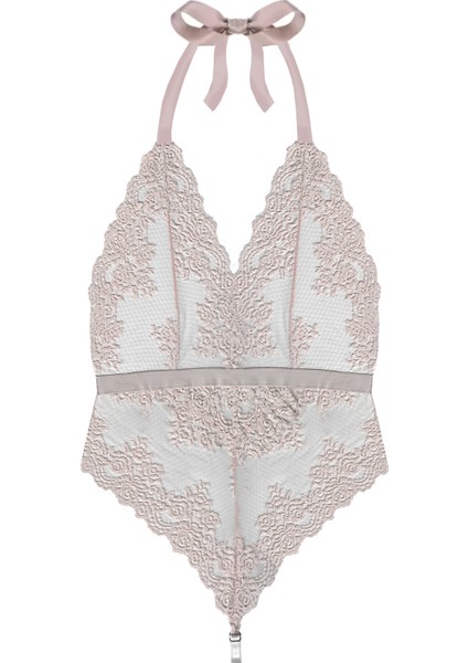 Rose Dantelli Bağlama Detaylı Kadın Body