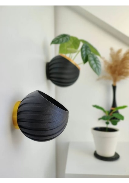 Dekoratif Duvar Saksısı Mini Balkon Saksısı Bahçe Saksısı 10CM Siyah