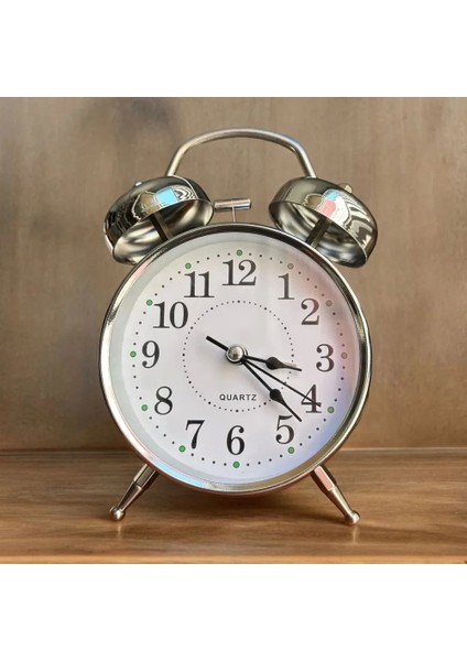 Gümüş Metal Alarmlı Masa Saati - Lisinya