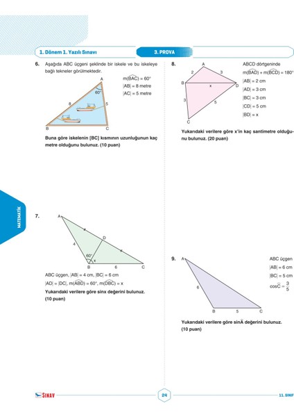 11. Sınıf Sayısal Tüm Dersler 1. Dönem 1. Yazılı Kitabı fiyatları