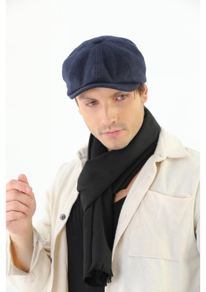 Erkek Lacivert Kasket Peaky Blinders Kaşe Kumaş Şapka Kasket modelleri