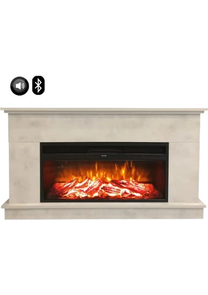 1175RS Beton Desen 1800 Watt Bluetooth ve Ses Efektli Dekoratif Elektrikli Şömine