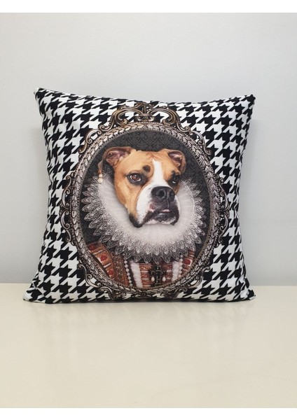 Kraliyet Boksör Kaz Ayağı Desen Kırlent Kılıfı