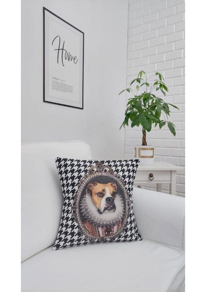 Kraliyet Boksör Kaz Ayağı Desen Kırlent Kılıfı modelleri