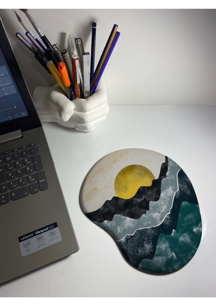 Gün Batımı Illustrasyon Çizim 1713 Bilek Destekli Mouse Pad