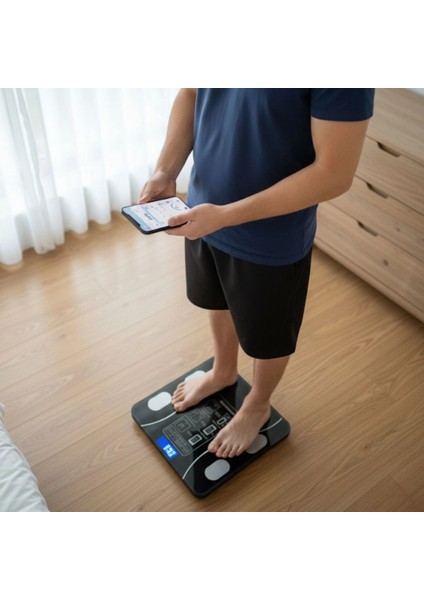 Dijital Baskül Yağ Ölçer Fonksiyonlu Akıllı Baskül Bluetooth Bağlantılı Tartı fırsatları