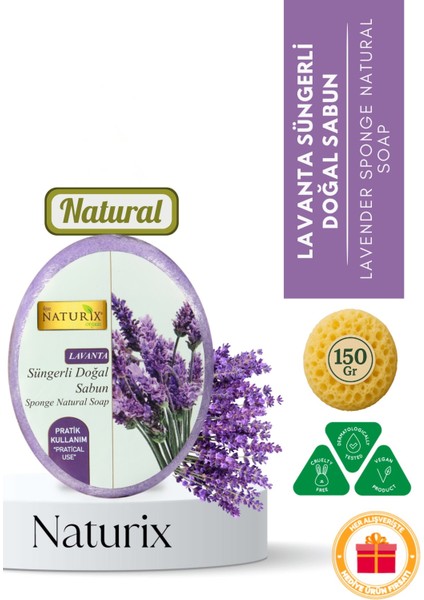 Lavanta Süngerli Sabun 150 gr | Peeling Etkili Arındırıcı Sabun