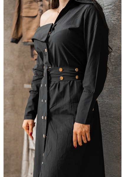 Düğme Detay Kemerli Elbise fiyatları