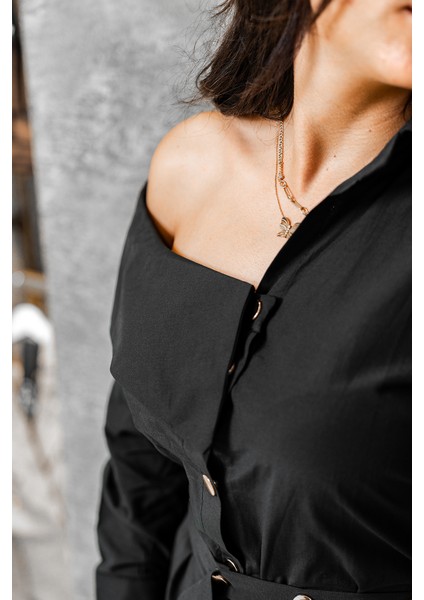 Düğme Detay Kemerli Elbise modelleri