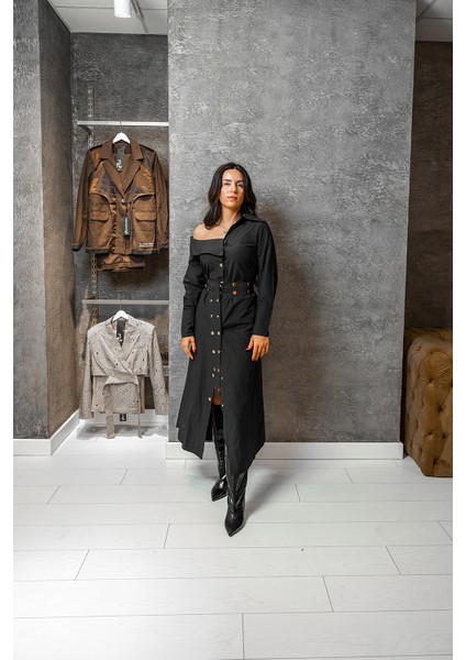 Düğme Detay Kemerli Elbise fırsatları