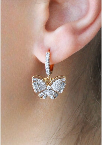 Vip Çelik Zirkon Işlemeli Kelebek Küpe