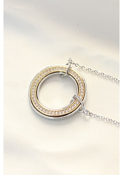 316L Çelik Zirkon Taşlı Çift Renkli Tifany Kolye - Lisinya fiyatları