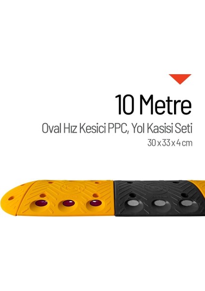Oval Hız Kesici PPC, Kapaklı Yol Kasisi Set - 10 Metre