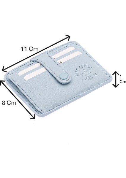 Carpi Kağıt Para Bölmeli Unisex Crazy Eskitme Hakiki Deri Kartlık - Buz Mavisi