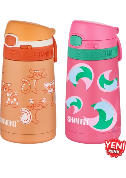 2li Set Pipetli Çelik Termos 350ML -6 Saat Isı Yalıtımı-