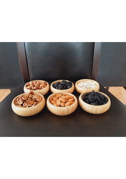 6 Adet Bambu Çerez Kasesi Bambu Kuruyemiş Tabağı- Yuvarlak Çerezlik fiyatları