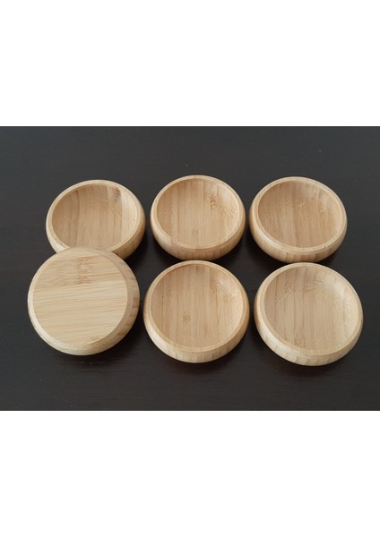 6 Adet Bambu Çerez Kasesi Bambu Kuruyemiş Tabağı- Yuvarlak Çerezlik modelleri