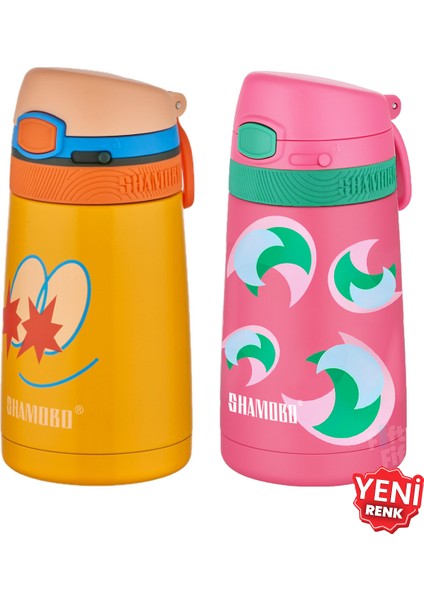 2li Set Pipetli Çelik Termos 350ML -6 Saat Isı Yalıtımı-