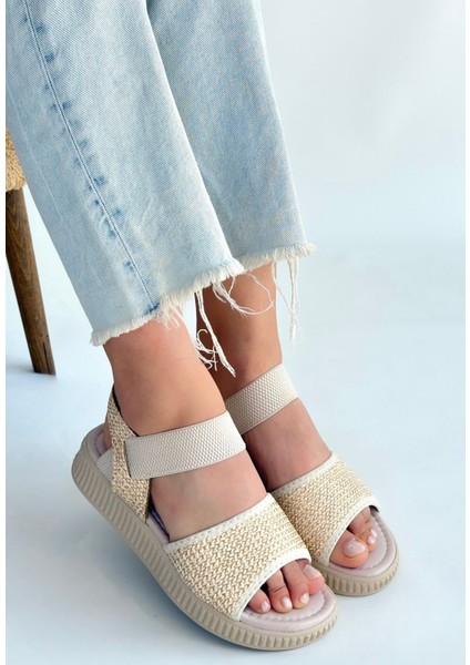 Jake Bej Hasır Cilt Sandalet - Lisinya modelleri