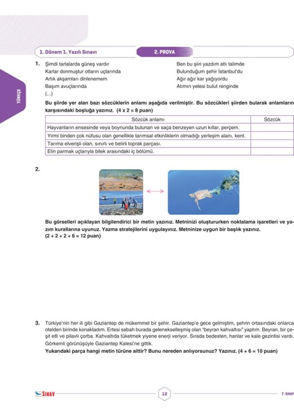 7. Sınıf Tüm Dersler 1. Dönem 1. Yazılı Kitabı indirimleri