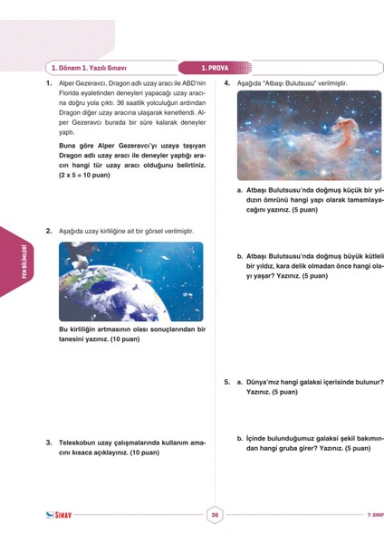 7. Sınıf Tüm Dersler 1. Dönem 1. Yazılı Kitabı