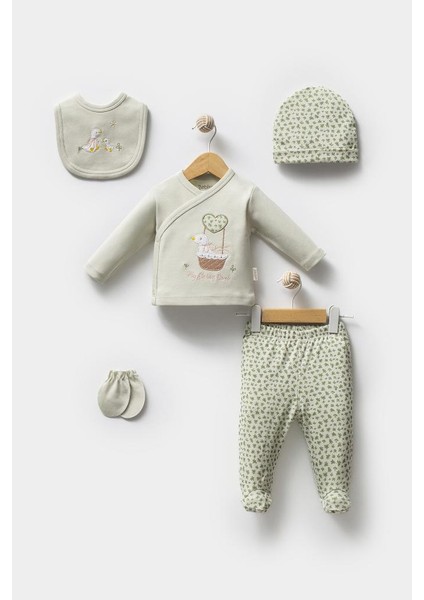 %100 Pamuk Sevimli Ördek Desenli 5 Parça Yenidoğan Hastane Çıkışı Zıbın Seti BBTF.YSL.20219