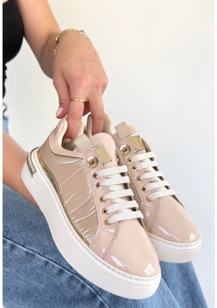 Hley Bej Rugan Paraşüt Detaylı Bağcıklı Spor Ayakkabı - Lisinya