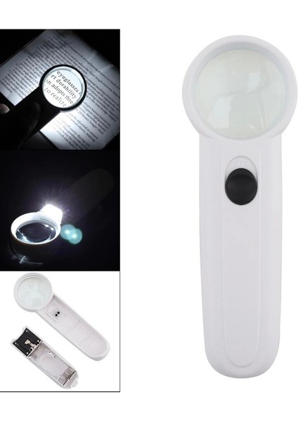 15X Çok Fonksiyonlu 2 LED Işıklı Taşınabilir El Büyüteç ( Lisinya )