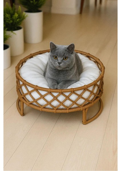 Kedi ve Köpek El Örgüsü Iskandinav Kedi Yuvası Kahve