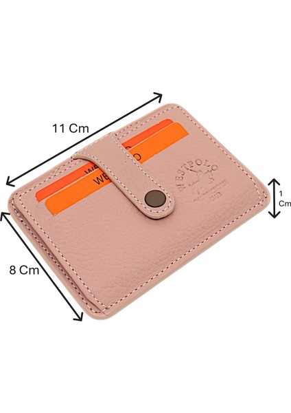 Carpi Kağıt Para Bölmeli Unisex Crazy Eskitme Hakiki Deri Kartlık - Pudra