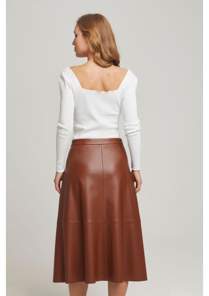 Konyak Kadın Kloş Hakiki Deri Etek modelleri