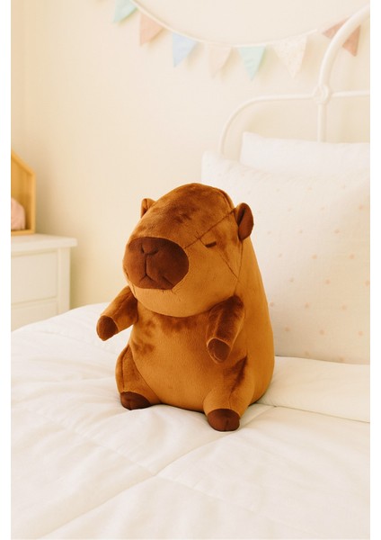 Capybara Oturan Peluş Oyuncak, Uyku Arkadaşı Kapibara Peluş Yastık 25 Cm