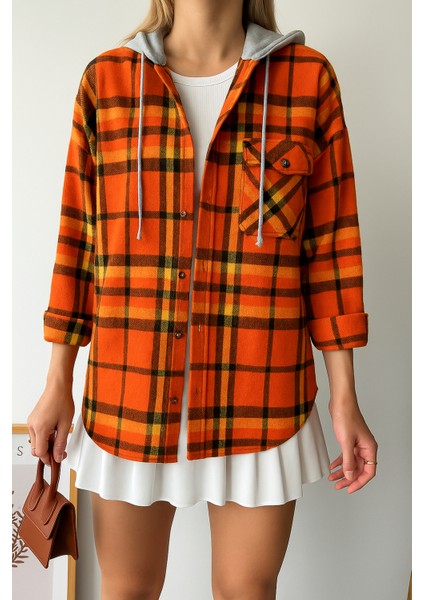 Kadın Desenli Renkli Oduncu Oversize Bol ve Geniş Kalıp Casual Çift Kapüşonlu Ceket Gömlek fırsatları