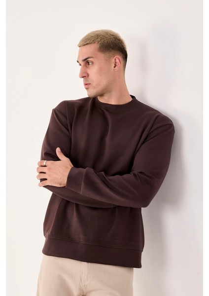 %100 Pamuk Erkek Sweatshirt Kalın Kumaş Uzun Kol